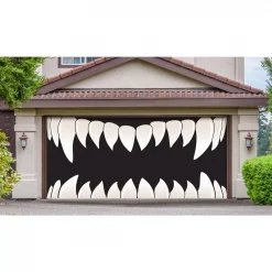 Outlet ❤️ My Door Decor 7 Ft. X 16 Ft. Scary Teeth 🎃 Halloween Garage Door Decor Mural For Double Car Garage Car Garage 🔔 -Halloween-Decorations Sales unnamed file 1032