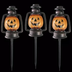 Buy ๐ Northlight 16.5 In. Flickering Pumpkin ๐ Halloween Pathway Lantern Markers (Set Of 3) ๐ฅ