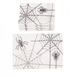 Cheapest 🛒 Xia Home Fashions 0.1 In. H X 14 In. W X 20 In. D 🧛 Halloween Spider Web Double Layer Placemats In White (Set Of 4) 🎁