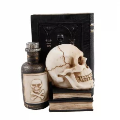 Deals 👍 Flora Bunda 7 In. X 8 In. 💀 Halloween Decor Resin Book, Poison With Skull Bookend ❤️