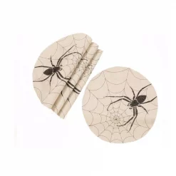 Best deal 👏 Xia Home Fashions 0.1 In. H X 16 In. W 💀 Halloween Creepy Spiders Double Layer Placemats In Natural (Set Of 4) 🛒