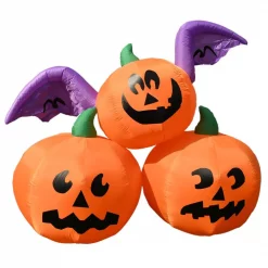 Best Sale 😉 ALEKO 6 Ft. Pre-Lit Winged Jack-O-Lantern Trio 💀 Halloween Inflatable 😍