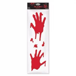 Brand new ✨ Amscan 21 In. X 6.5 In. 🧛 Halloween Bloody Hands Gel Clings (4-Pack) ⌛