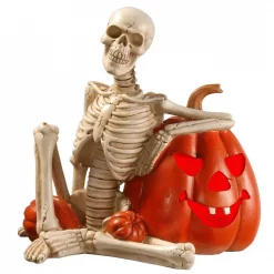 Cheap 🤩 National Tree Company 9 In. Lighted Skeleton And Pumpkin 🧛 Halloween Decor ✔️