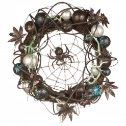 Buy 😍 National Tree Company 18 In. 🧛 Halloween Wreath With Ornaments And Black Spider In The Center ✨