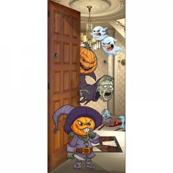 Flash Sale ✔️ My Door Decor 36 In. X 80 In. 🦇 Halloween Front Door Banner Mural Sign Decor Pumpkin Heads 🔥
