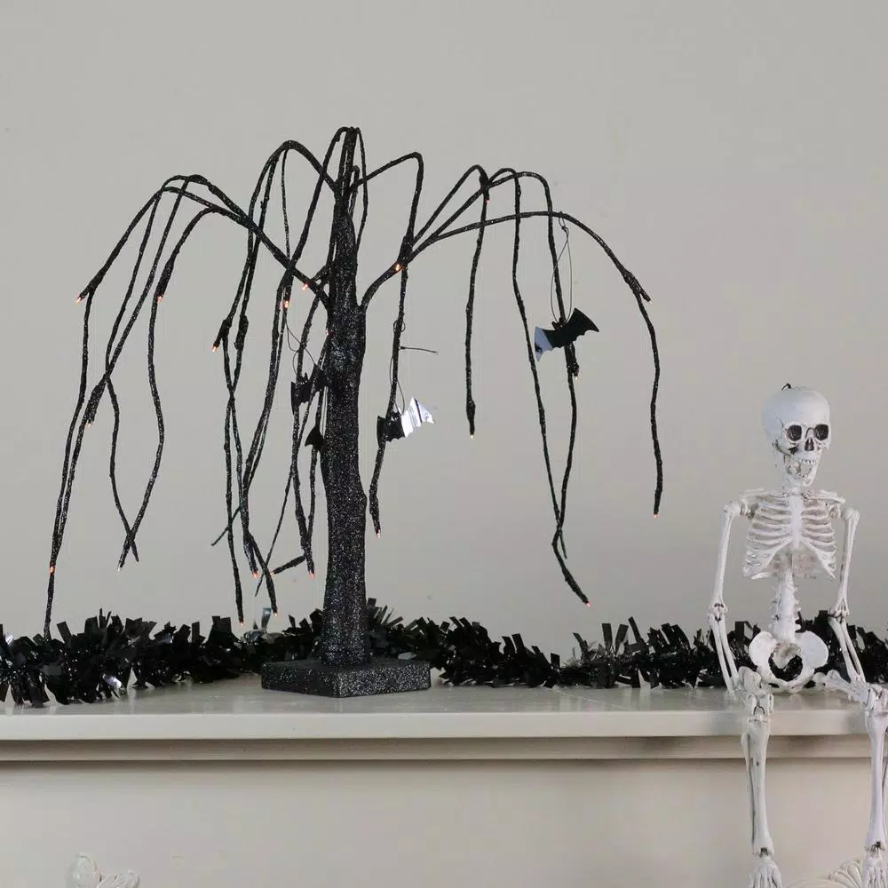 Best Pirce π Northlight 24 In. Pre-Lit Battery Operated Black Glitter π Halloween Cascading Willow Tree With Bats β 3 Best Pirce π Northlight 24 In. Pre-Lit Battery Operated Black Glitter π Halloween Cascading Willow Tree With Bats β - Image 2