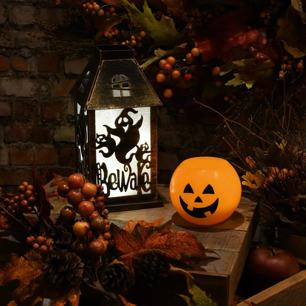 New 🔔 LUMABASE Golden Black Battery Operated Lighted 🎃 Halloween Lantern 😉 7 New 🔔 LUMABASE Golden Black Battery Operated Lighted 🎃 Halloween Lantern 😉 - Image 5