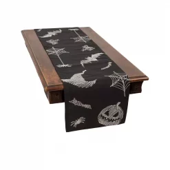 Buy ❤️ Xia Home Fashions 0.1 In. H X 15 In. W X 70 In. D Happy 🎃 Halloween Double Layer Table Runner In Black ✔️