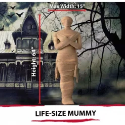 Best deal 💯 Haunted Hill Farm 5 Ft. Standing Wrapped Mummy 🧛 Halloween Prop 😍 -Halloween-Decorations Sales unnamed file 264