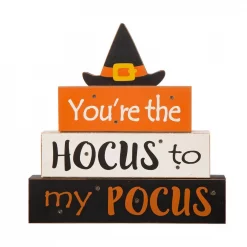 Discount 😀 Glitzhome 11.54 In. H 🧛 Halloween Wooden Lighted Witch/Word Block Table Decor 👍