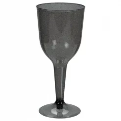 New 🛒 Amscan 3 In. X 6.75 In. 10 Oz. Silver Glitter Plastic 🦇 Halloween Wine Glasses 🔥