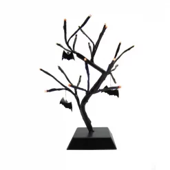 Outlet 👍 Northlight 15 In. Pre-Lit Battery Operated Black Spooky 🧛 Halloween Table Top Tree With Bats ✨