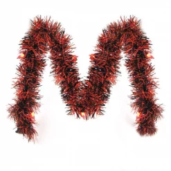 Deals 🎁 Brite Star 10 Ft. Pre-Lit LED Orange And Black Tinsel Garland ❤️