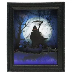 Cheapest 😍 Haunted Hill Farm 18 In. Black Grim Reaper Shadowbox With Animation And Spooky Music 😉
