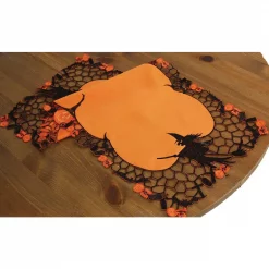 Discount 😍 Xia Home Fashions 0.1 In. X 16 In. X 34 In. Witch Embroidered Cutwork 🦇 Halloween Table Runner ⌛