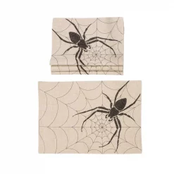 Brand new 😉 Xia Home Fashions 0.1 In. H X 20 In. W X 14 In. D 🦇 Halloween Creepy Spiders Double Layer Placemats In Natural (Set Of 4) 🥰