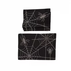 Deals 🛒 Xia Home Fashions 0.1 In. H X 20 In. W X 14 In. D Happy 🎃 Halloween Double Layer Placemats In Black (Set Of 4) 🥰
