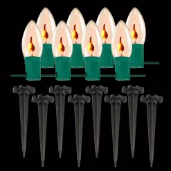 New ๐ฅ LUMABASE Electric Orange ๐ง Halloween Pathway Lights With 8-Flame Effect Lights ๐