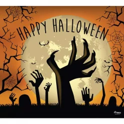 Promo 🔔 My Door Decor 7 Ft. X 8 Ft. Happy 🧛 Halloween Graveyard Zombie Hands Garage Door Decor Mural For Single Car Garage 🎁