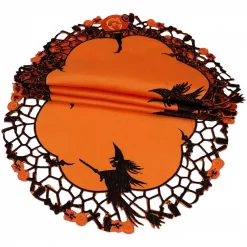 Best Sale 👍 Xia Home Fashions 0.1 In. X 12 In. Round Witch Embroidered Cutwork 🎃 Halloween Doilies (4-Set) 🔔