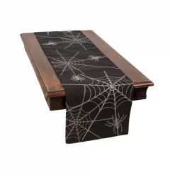 Best deal 😍 Xia Home Fashions 0.1 In. H X 15 In. W X 70 In. D 💀 Halloween Spider Web Double Layer Table Runner In Black 🔥
