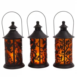 Top 10 🔥 Gerson 14.17 In H Assorted 🎃 Halloween Metal Themed Lanterns With LED Candle (Set Of 3) 🤩
