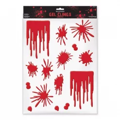 Discount ⭐ Amscan 🎃 Halloween Blood Splats And Drips Gel Clings (3-Pack) 👏