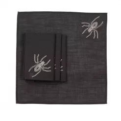 Promo ❤️ Xia Home Fashions 0.1 In. H X 20 In. W X 20 In. D 🧛 Halloween Spider Web Napkins In Black (Set Of 4) 😀