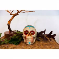 Best Pirce 😀 Flora Bunda 7 In. X 5 In. Polyresin 💀 Halloween Lighted Day Of The Dead Skull With Color Changing LED Lights 🌟 -Halloween-Decorations Sales unnamed file 623