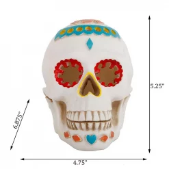 Best Pirce 😀 Flora Bunda 7 In. X 5 In. Polyresin 💀 Halloween Lighted Day Of The Dead Skull With Color Changing LED Lights 🌟 -Halloween-Decorations Sales unnamed file 624