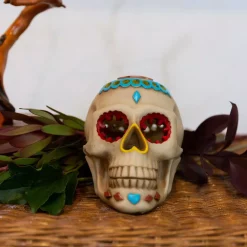 Best Pirce 😀 Flora Bunda 7 In. X 5 In. Polyresin 💀 Halloween Lighted Day Of The Dead Skull With Color Changing LED Lights 🌟 -Halloween-Decorations Sales unnamed file 625