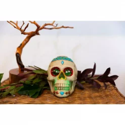 Best Pirce 😀 Flora Bunda 7 In. X 5 In. Polyresin 💀 Halloween Lighted Day Of The Dead Skull With Color Changing LED Lights 🌟 -Halloween-Decorations Sales unnamed file 629