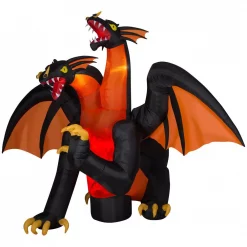 Best Pirce ๐ Gemmy 7.5 Ft. Fire And Ice Two-Headed Dragon ๐ Halloween Inflatable With Animated Projection โญ