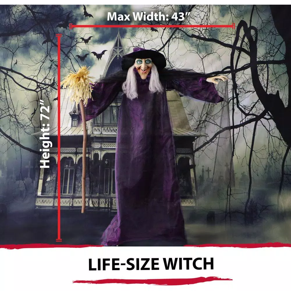 Cheapest ๐ Haunted Hill Farm 6 Ft. Animatronic Talking Witch With Broomstick ๐ง Halloween Prop ๐ 9 Cheapest ๐ Haunted Hill Farm 6 Ft. Animatronic Talking Witch With Broomstick ๐ง Halloween Prop ๐ - Image 7