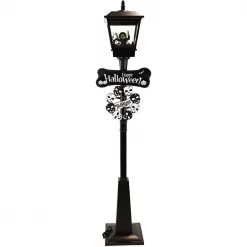 Promo 🌟 Haunted Hill Farm 71 In. Black Wicked Witch Lamp Post With Animation And Spooky Music 👏