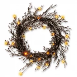 Best Sale 🎁 National Tree Company 26 In. Black Glittered 🎃 Halloween Wreath With Lights 🎁