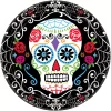 New 🧨 Amscan 10.5 In. X 10.5 In. Day Of The Dead Round Paper Plates (18-Count, 3-Pack) 🔔