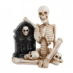 Outlet ⭐ Flora Bunda 8 In. X 8.5 In. Polyresin 🧛 Halloween Lighted Skeleton And Tombstone With Color Changing LED Lights ⌛