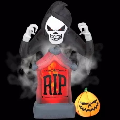 Best deal 😀 Gemmy 6 Ft. Pre-Lit Inflatable Animated Projection Fog Effect-Fire And Ice-Shaking Reaper Scene (RRPm) Airblown 😉 -Halloween-Decorations Sales unnamed file 979